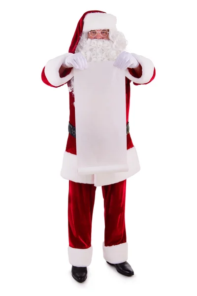 Kerstman met spandoek — Stockfoto