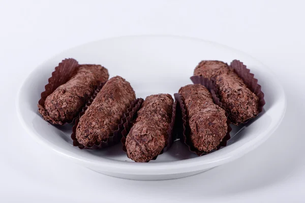 Chocolate cookies on plate — Stock Photo, Image