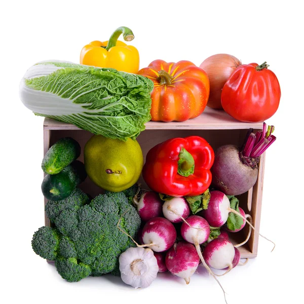 Ripe vegetables in box — Stock Photo, Image