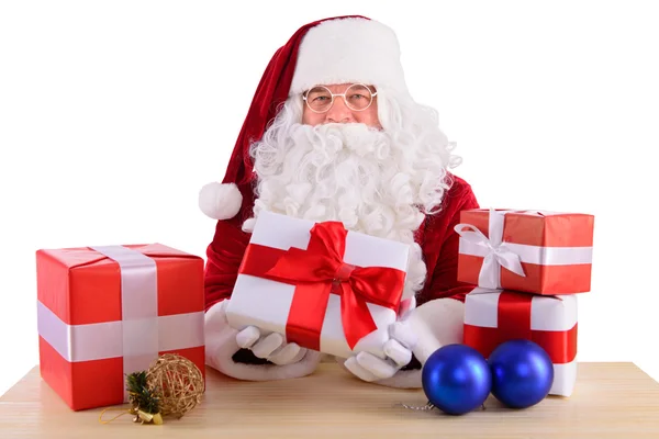 Happy Santa Claus with giftboxes — Stock Photo, Image