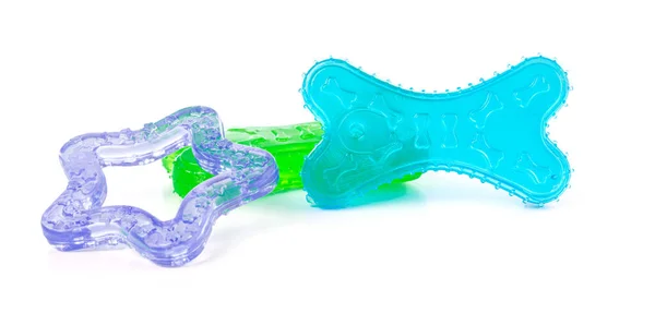 Красочные Пластиковые Игрушки Собак Белом Фоне — стоковое фото