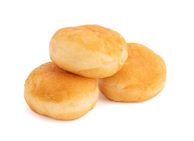 Beyaz arkaplanda küçük doldurulmuş donut