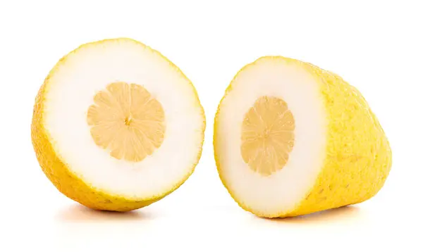 Grand Citron Jaune Pour Confit Sur Fond Blanc — Photo