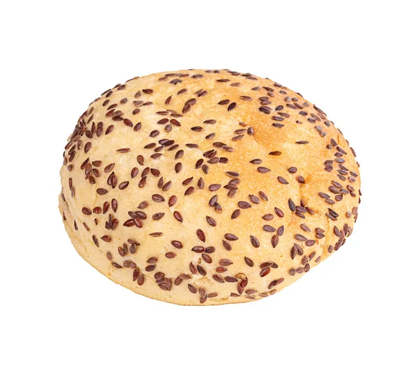 白背景上有亚麻籽的面包卷饼 — 图库照片