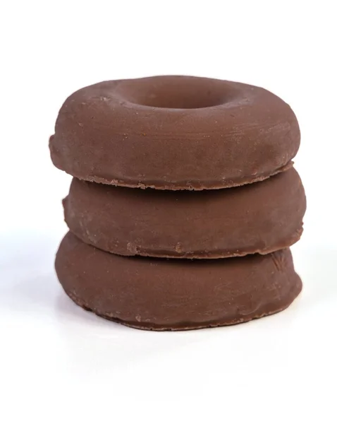 Kleine Chocolade Cirkel Koekjes Witte Achtergrond — Stockfoto