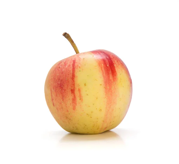 Νόστιμο Κόκκινο Και Κίτρινο Μήλο Λευκό Φόντο — Φωτογραφία Αρχείου