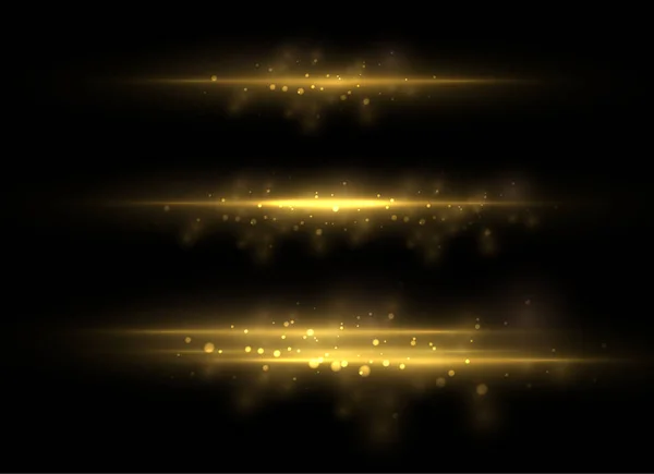 Ligne jaune, faisceaux laser, faisceaux lumineux horizontaux. — Image vectorielle