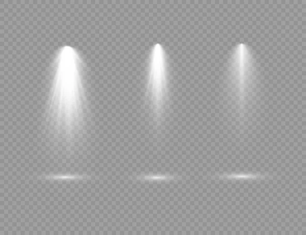 Det vita rampljuset lyser på scenen. — Stock vektor