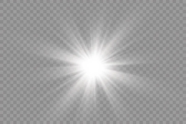 Flash stella luminosa, sole splendente, polvere scintillante. — Vettoriale Stock