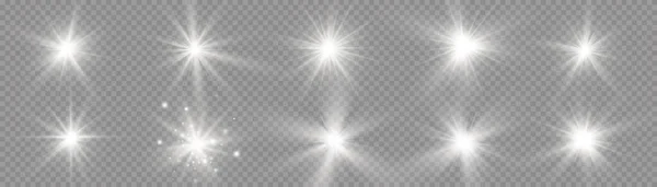 Flash étoile brillante, soleil brillant, poussière étincelante. — Image vectorielle