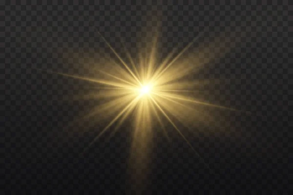 Flash étoile brillante, soleil brillant, poussière étincelante. — Image vectorielle