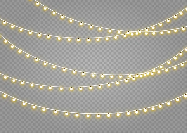 Luzes brilhantes, decoração guirlanda levou lâmpada de néon —  Vetores de Stock
