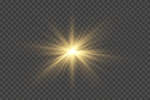 Flash estrela brilhante, sol brilhante, poeira cintilante. — Vetor de Stock