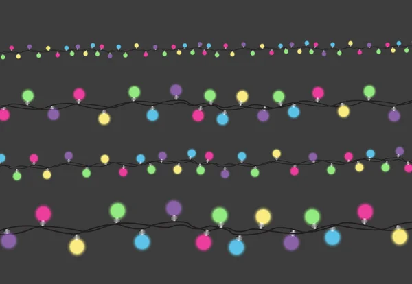 Luces brillantes, decoración de guirnalda llevó la lámpara de neón — Vector de stock