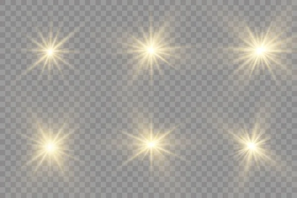 Flash étoile brillante, soleil brillant, poussière étincelante. — Image vectorielle