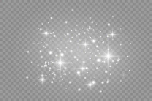 Bílé jiskry světlo, jiskřící magické částice prachu — Stockový vektor