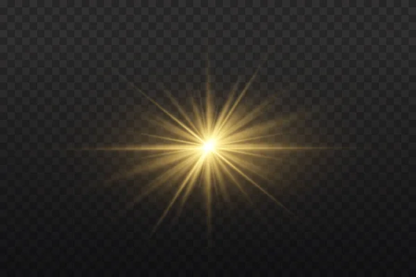 Flash étoile brillante, soleil brillant, poussière étincelante. — Image vectorielle
