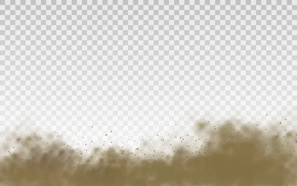Летающий песок, коричневое облако пыли, песчаная буря. — стоковый вектор