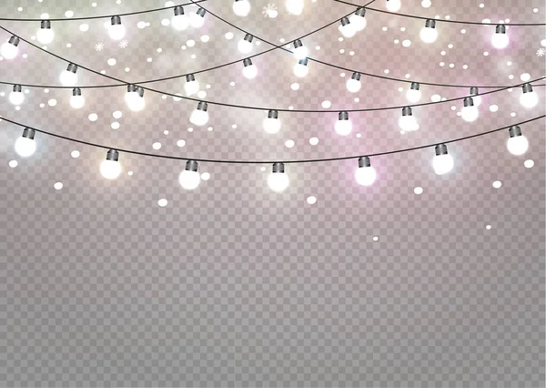 Lumières incandescentes, décoration guirlande conduit lampe au néon — Image vectorielle