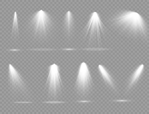 Světlo bílých reflektorů září na jevišti. — Stockový vektor