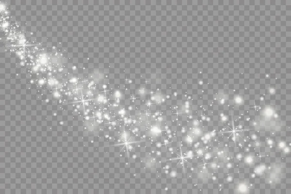 Белые искры света, сверкающие волшебные частицы пыли — стоковый вектор