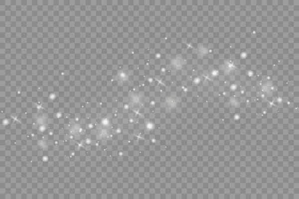 Білі іскри легкі, блискучі магічні частинки пилу — стоковий вектор