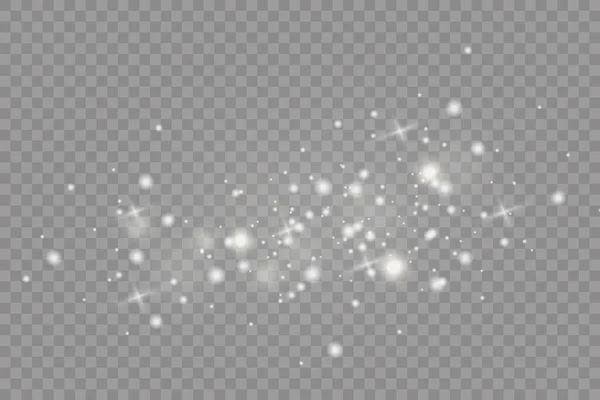 Білі іскри легкі, блискучі магічні частинки пилу — стоковий вектор