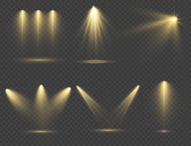 Sahnede sarı spot ışıkları parlıyor.