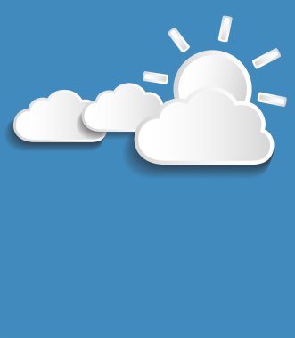 Vektör beyaz bulutlar güneşi ile