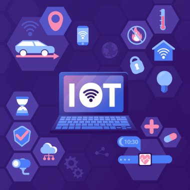IOT nesnelerinin internetin vektör illüstrasyonu 
