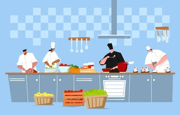 Vector illustratie van het koken in een keuken — Stockvector