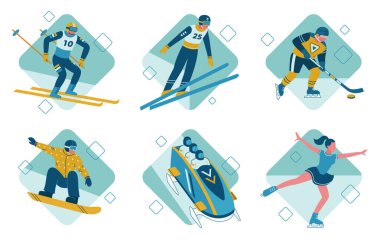 Kış sporu illüstrasyonları bobsleigh 'i ayarladı