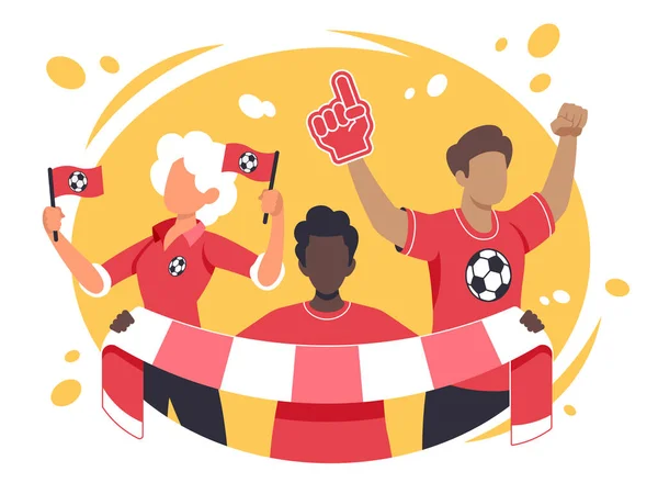 Colourful flat vector illustration of sports fans — 스톡 벡터