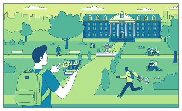 Return to college flat vector illustration to college