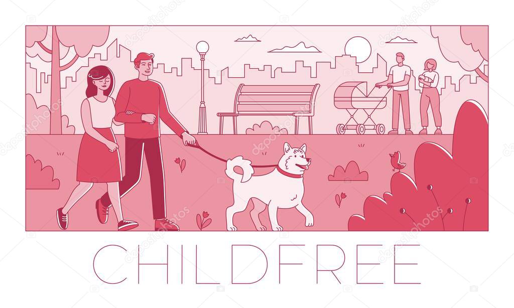 Voluntary childlessness flat vector illustration not to have children