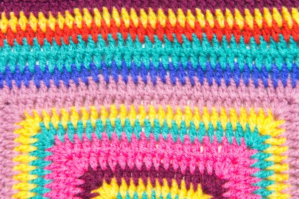 Crochet colorful fabric pattern — Stock Photo, Image