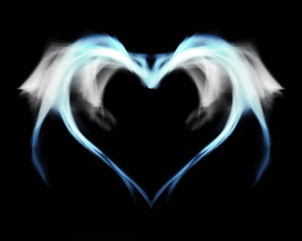 Blue frosty fire heart with smoke wings.