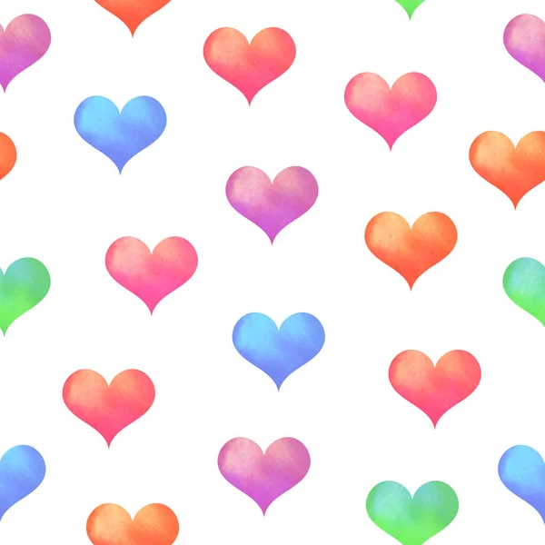 Watercolor heart seamless pattern. — Stock Photo, Image