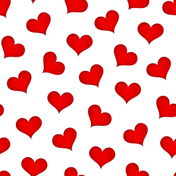 Corazón rojo romántico patrón sin costura. — Vector de stock