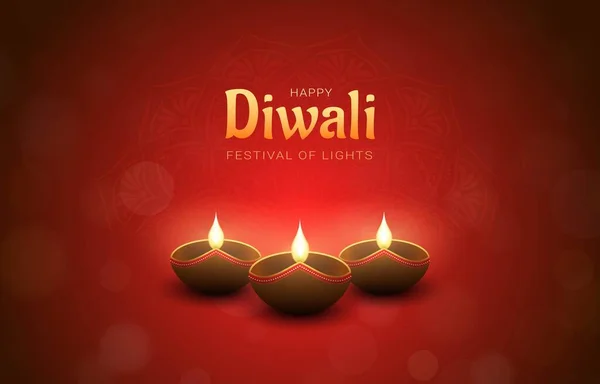 Design vectoriel Diwali heureux rouge. — Image vectorielle