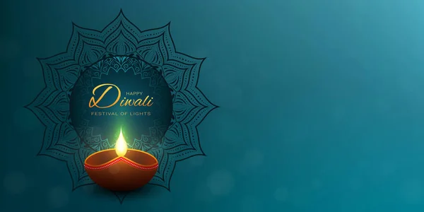 Boldog Diwali háttér köszöntő szöveggel. — Stock Vector