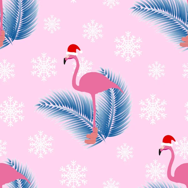 Зимний тропический бесшовный узор Фламинго. — стоковый вектор