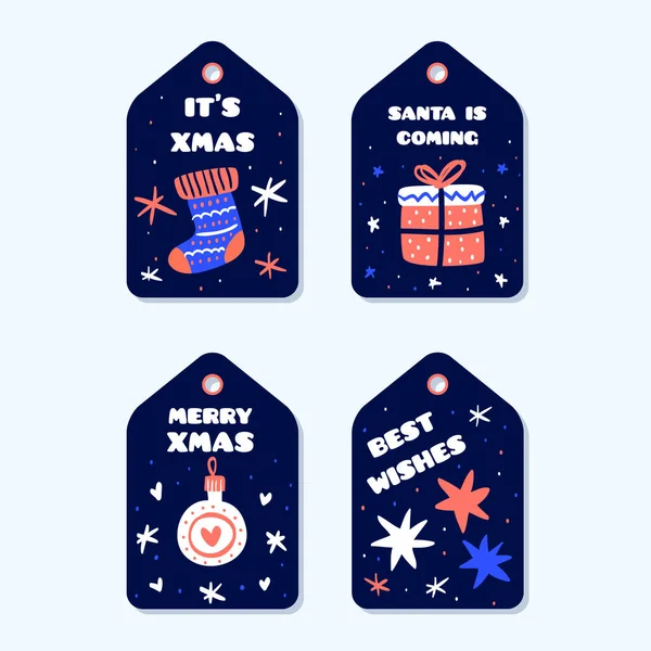 Colección Etiquetas Navidad Doodle — Vector de stock