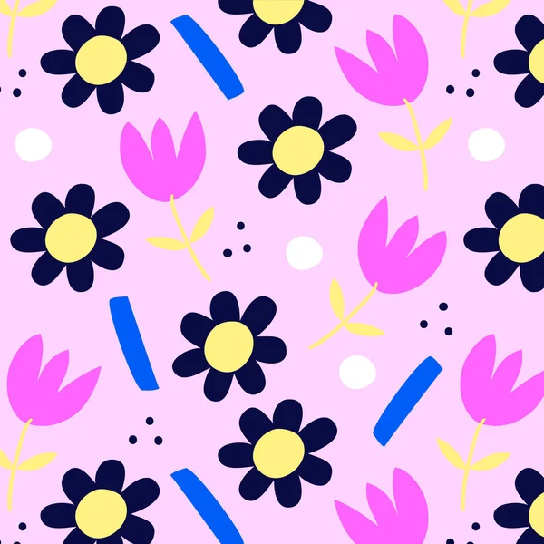 Fundo Rosa Com Flores — Vetor de Stock