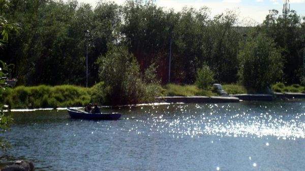 Rekreační místo jezero v Park období v létě — Stock fotografie