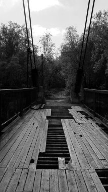 Rusya 'nın kuzeyinde siyah-beyaz yaya köprüsü