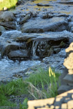 Güneşli yaz günü su. Çerçevede doğal optikler var.