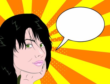 siyah saçlı güzel kız pop sanatı