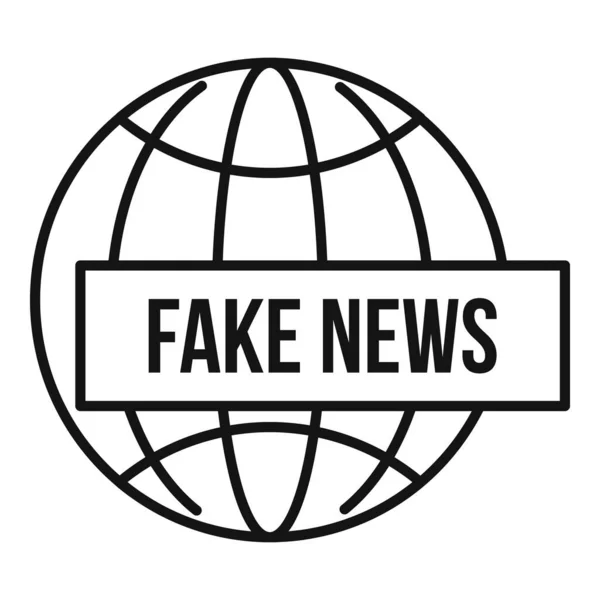 Global fake news icon, outline style — Stock Vector