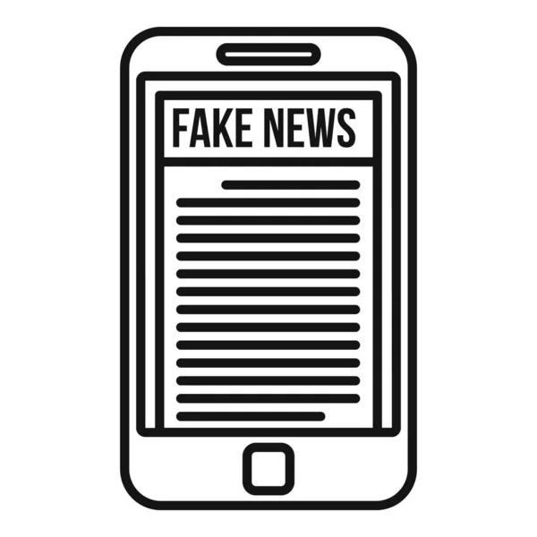 Smartphone fake nieuws icoon, overzicht stijl — Stockvector